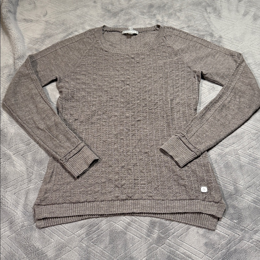 Smartwool Sweater Merino Wool Mini Cable Knit Brown Small